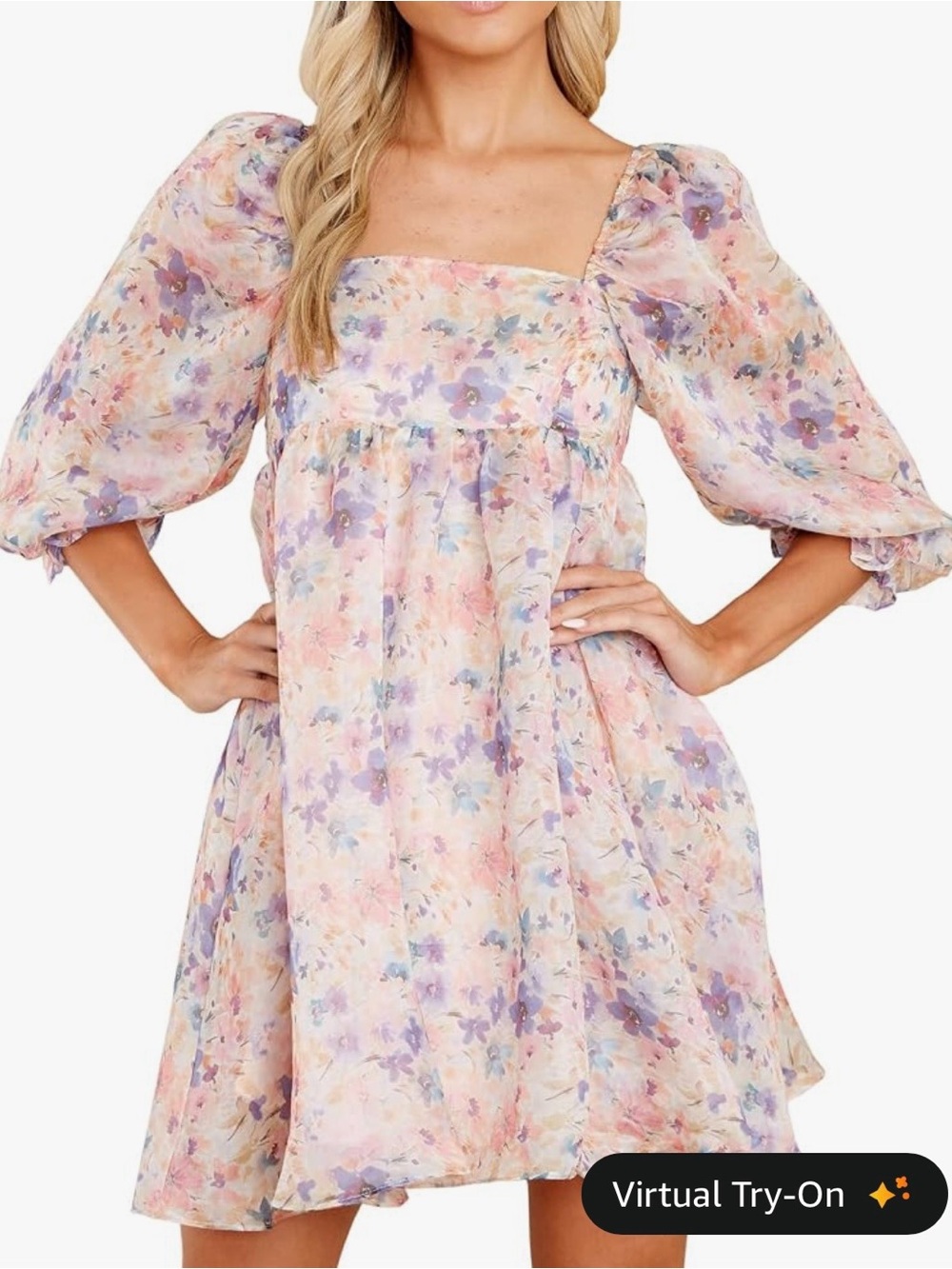 🔴3/$10- NWOT Floral Dress with Puff Sleeves